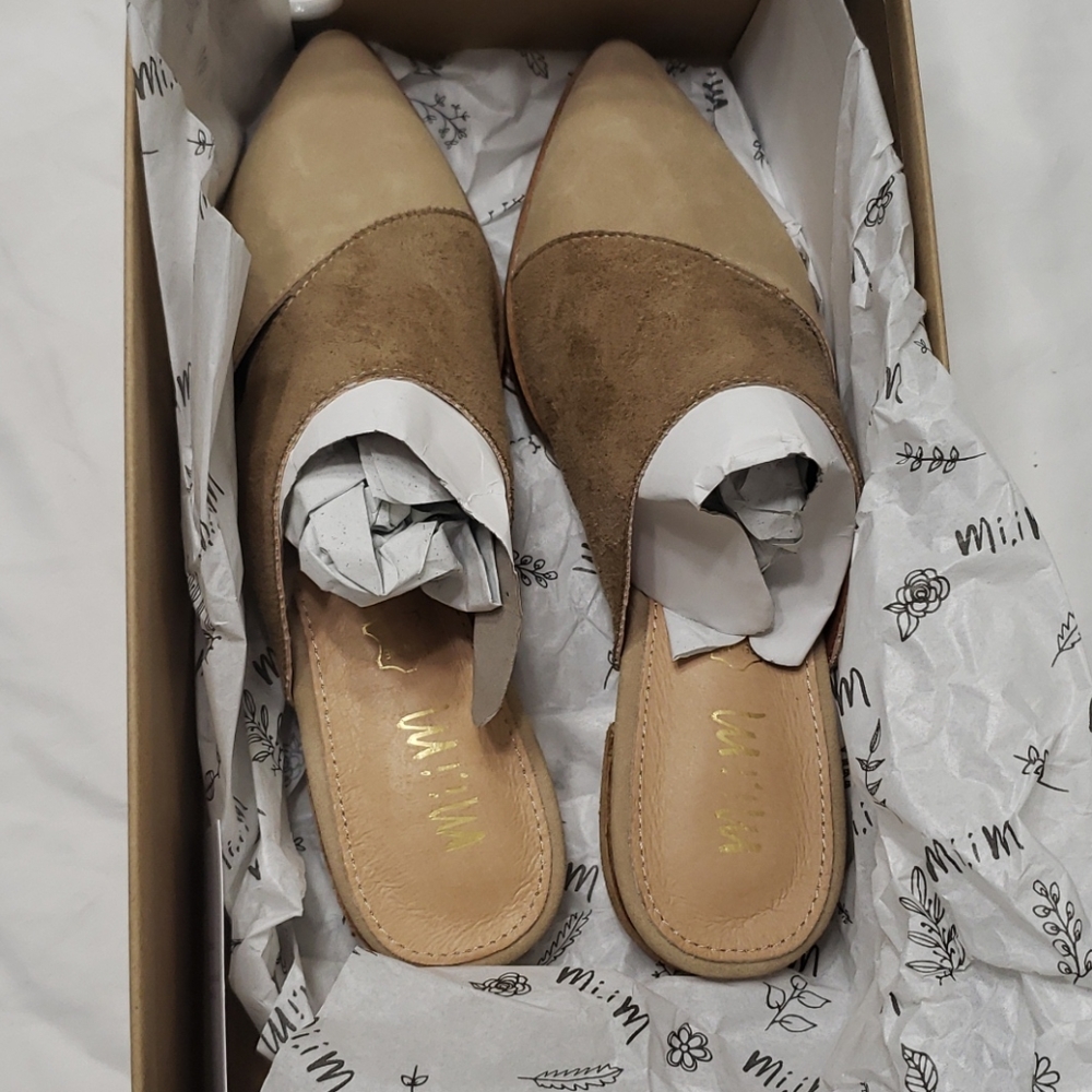 NEW Mi.iM Two Toned Beige Tan EPIC Mule 7.5 & 6 - Picture 7 of 8
